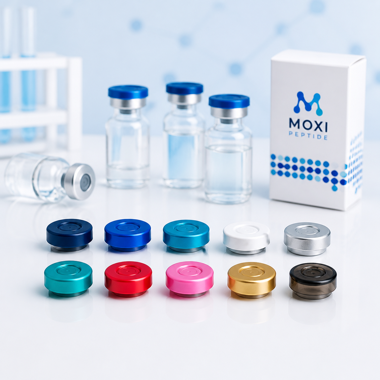 Custom vial cap colors and styles for private-label packaging